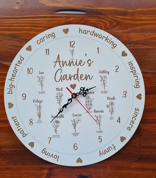 Mothers day Clock Birth Flowers