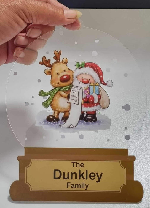 Personalized Perspex Christmas snow globes, Grinch, Sisters, Initial, Santa and Reindeer