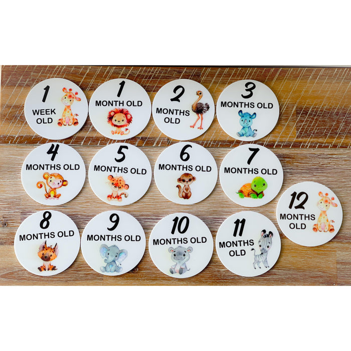 Baby Milestone Discs - Safari Animals