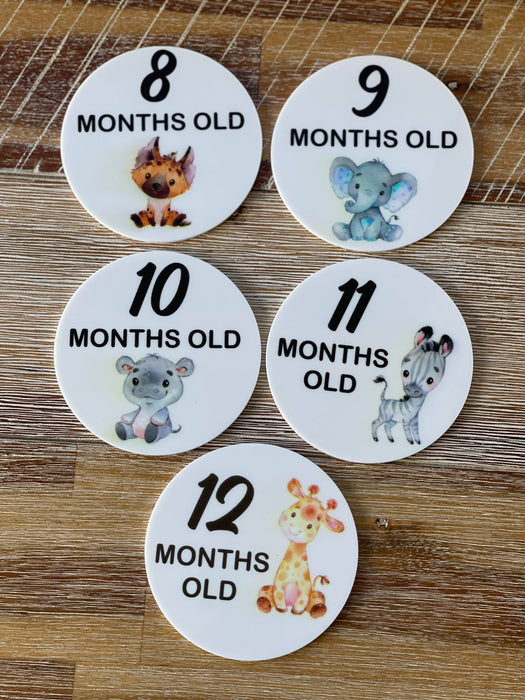 Baby Milestone Discs - Safari Animals