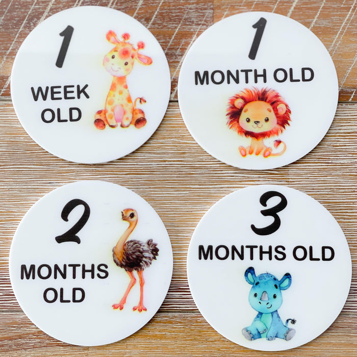 Baby Milestone Discs - Safari Animals