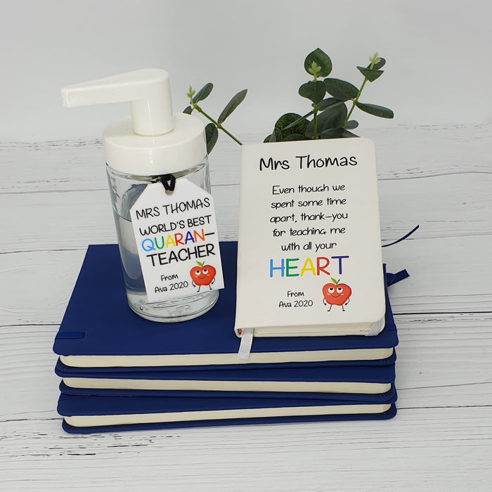 Teachers journal and hand sanitiser gift pack