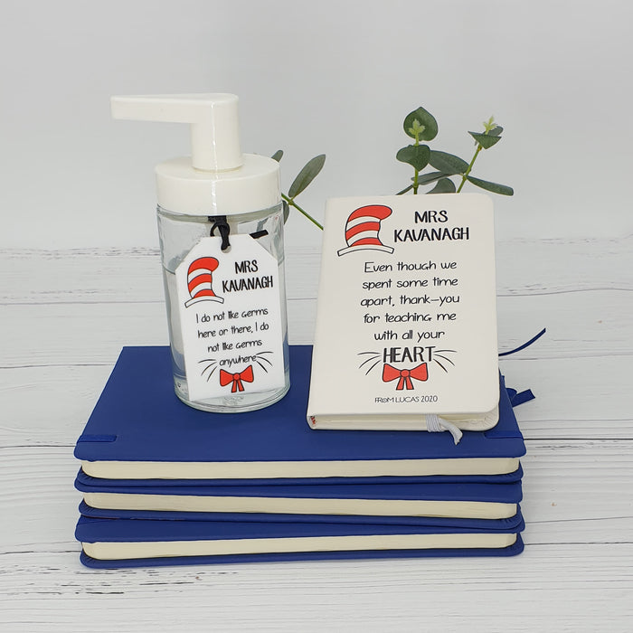 Teachers journal and hand sanitiser gift pack