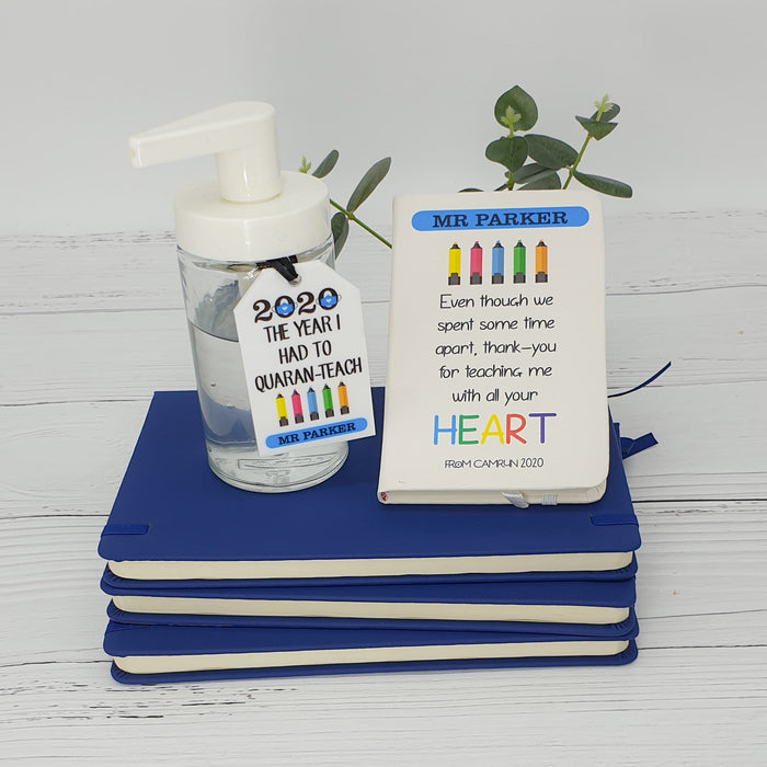 Teachers journal and hand sanitiser gift pack