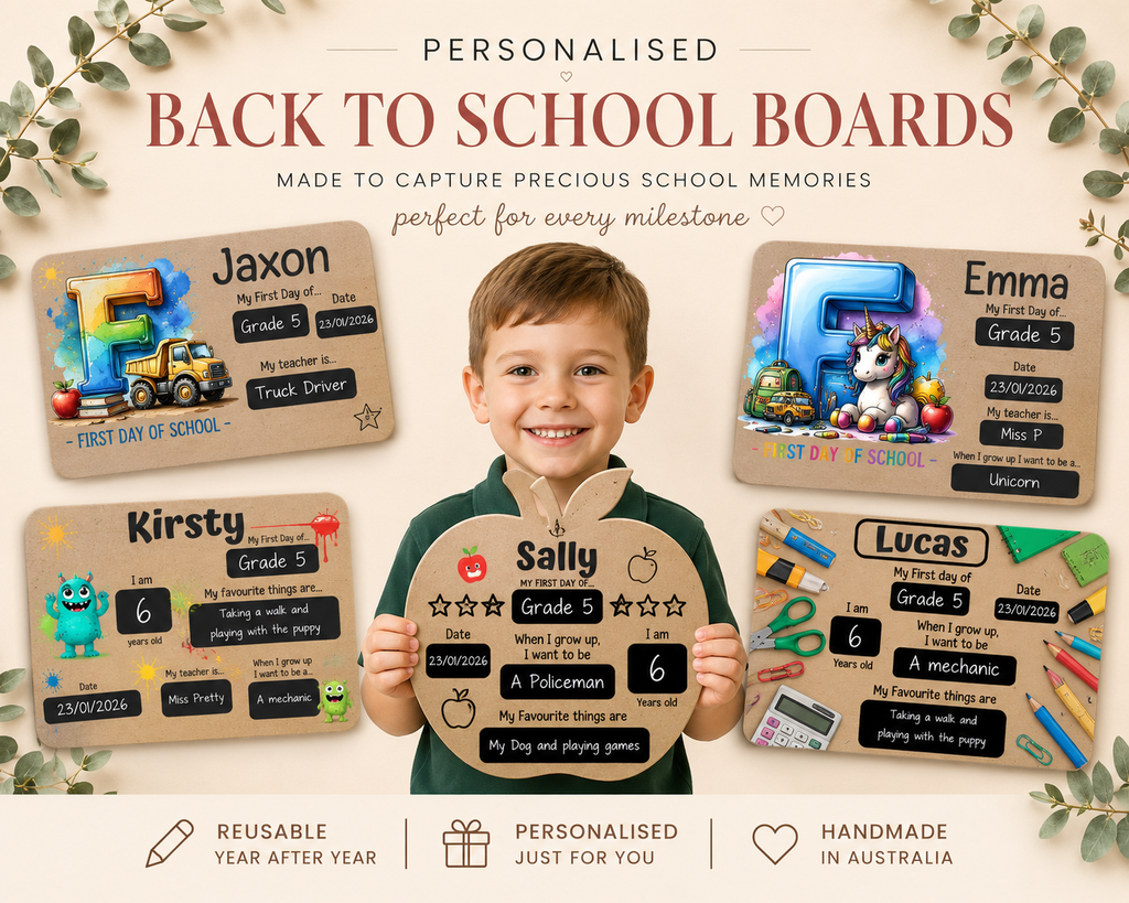Personalised First Day of School Boards | Capture Precious School Memories