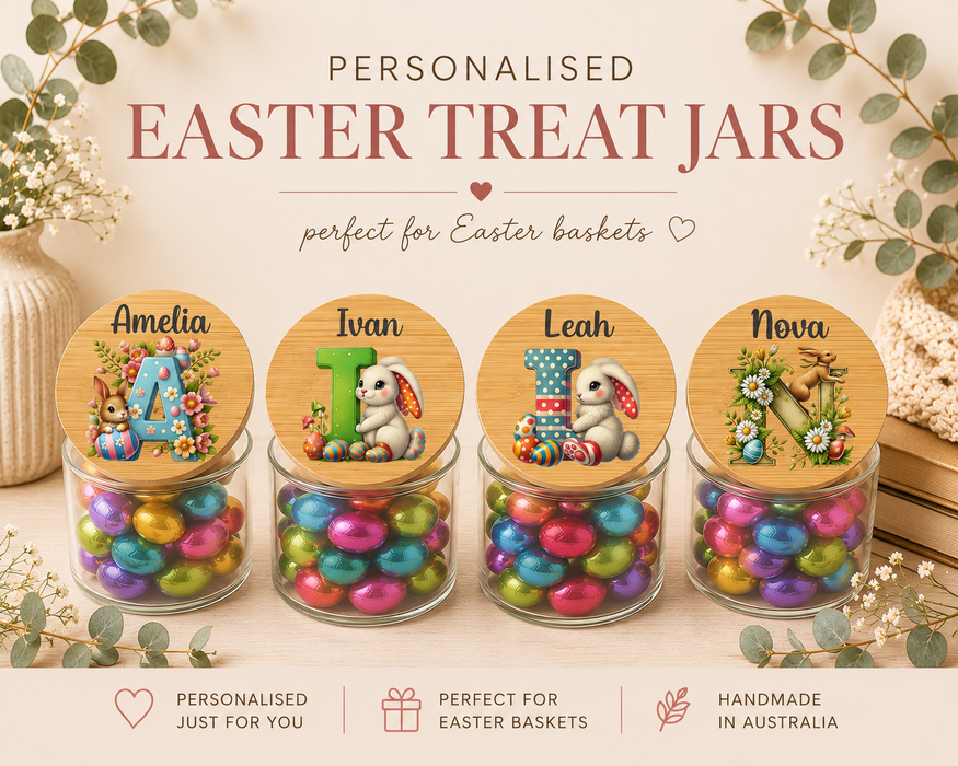 Personalised Easter Treat Jar with Initial – Easter Chocolate Gift for Kids