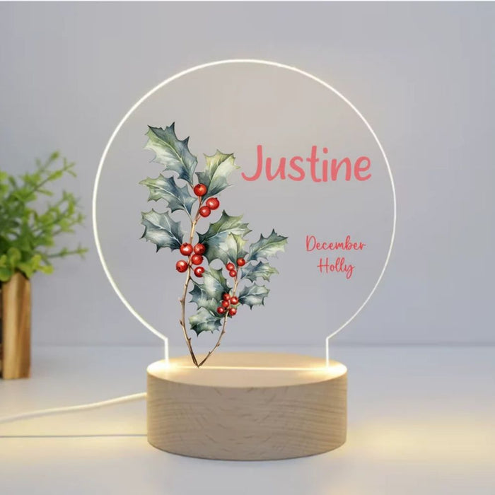 Personalised Birth Month Flower LED Night Light