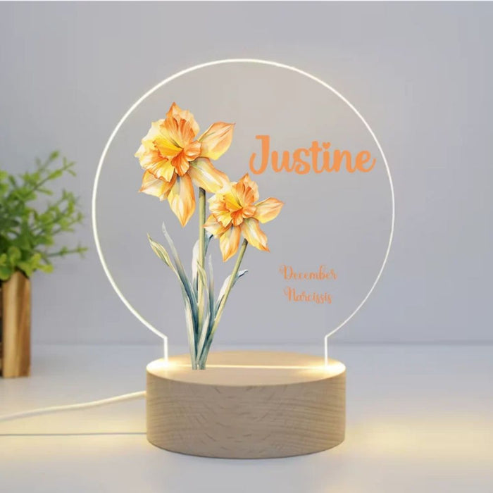 Personalised Birth Month Flower LED Night Light