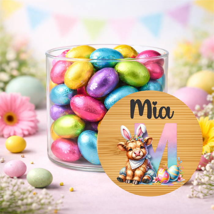 Easter Jars Alphabet Highland Cow