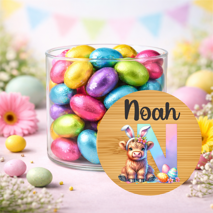 Easter Jars Alphabet Highland Cow