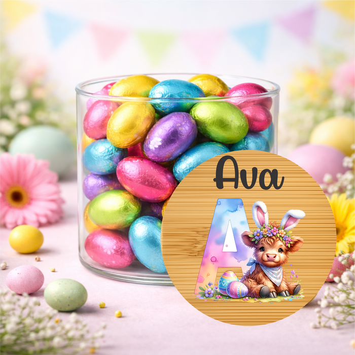 Easter Jars Alphabet Highland Cow