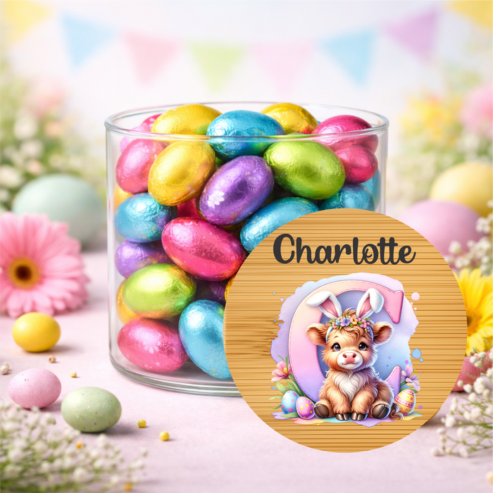 Easter Jars Alphabet Highland Cow
