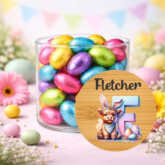 Easter Jars Alphabet Highland Cow