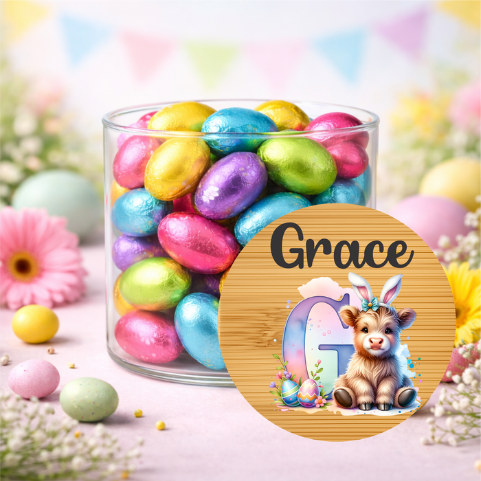 Easter Jars Alphabet Highland Cow