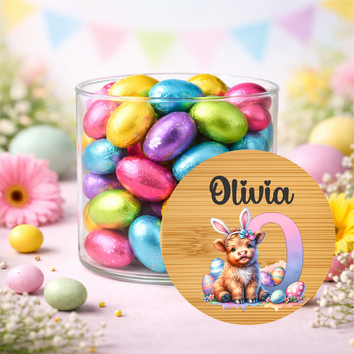 Easter Jars Alphabet Highland Cow