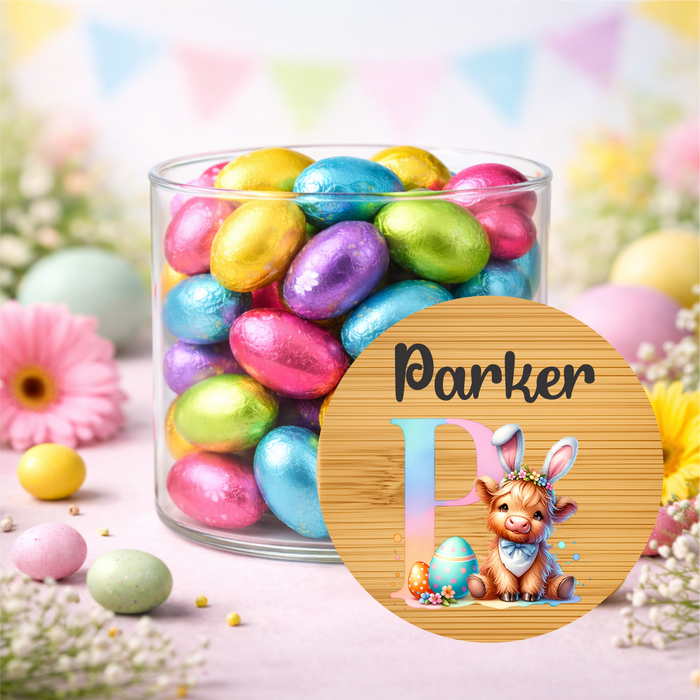Easter Jars Alphabet Highland Cow