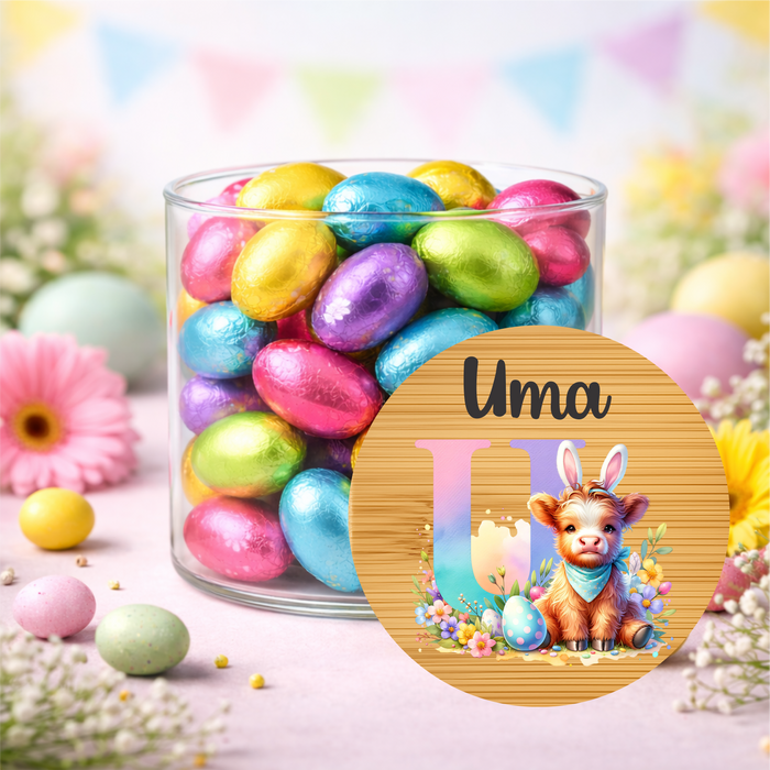 Easter Jars Alphabet Highland Cow