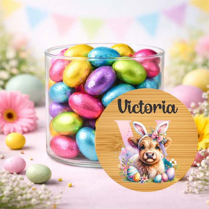 Easter Jars Alphabet Highland Cow