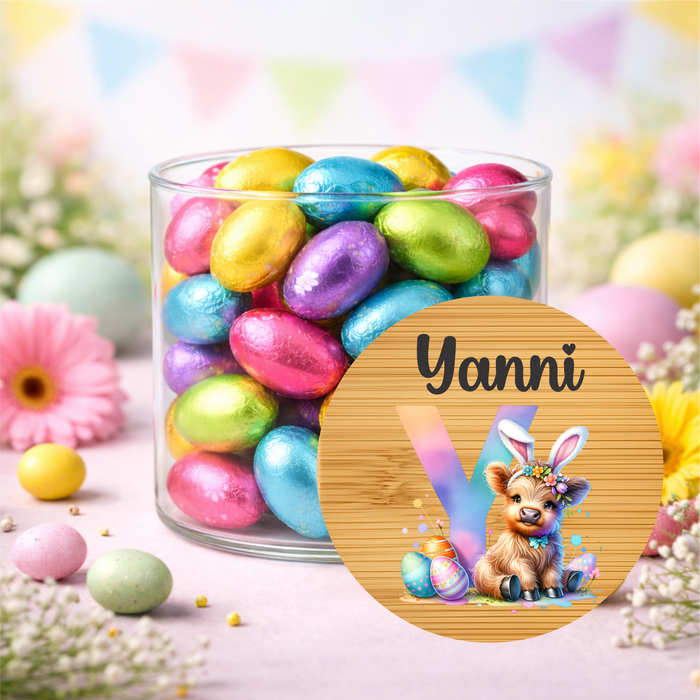 Easter Jars Alphabet Highland Cow