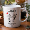 Giraffes Kissing and Red love Heart Cute Partner Personalised Mug