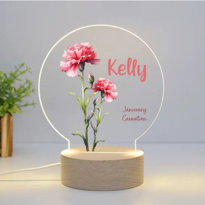 Personalised Birth Month Flower LED Night Light