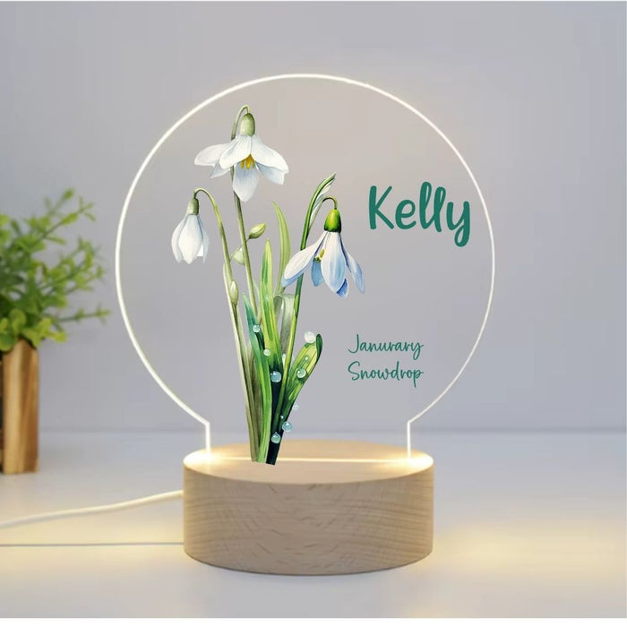 Personalised Birth Month Flower LED Night Light