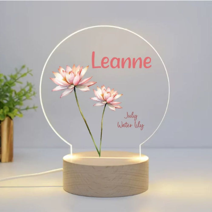 Personalised Birth Month Flower LED Night Light