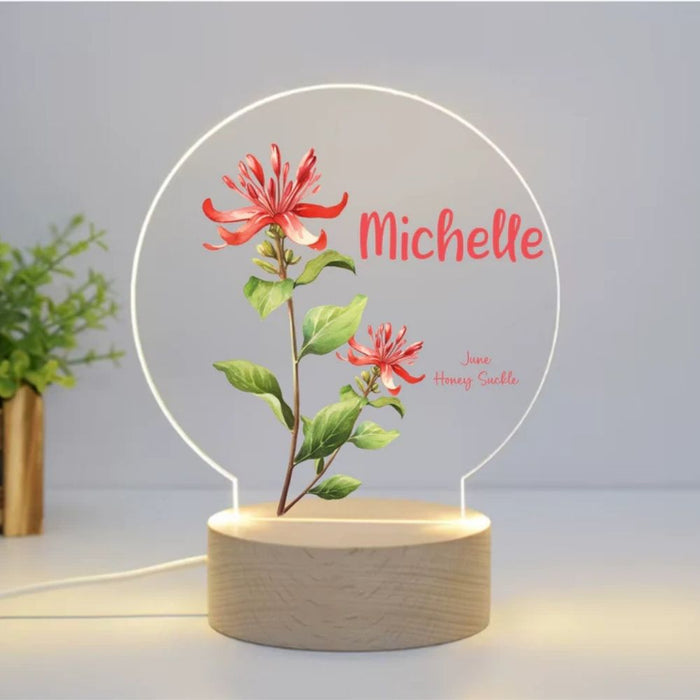 Personalised Birth Month Flower LED Night Light