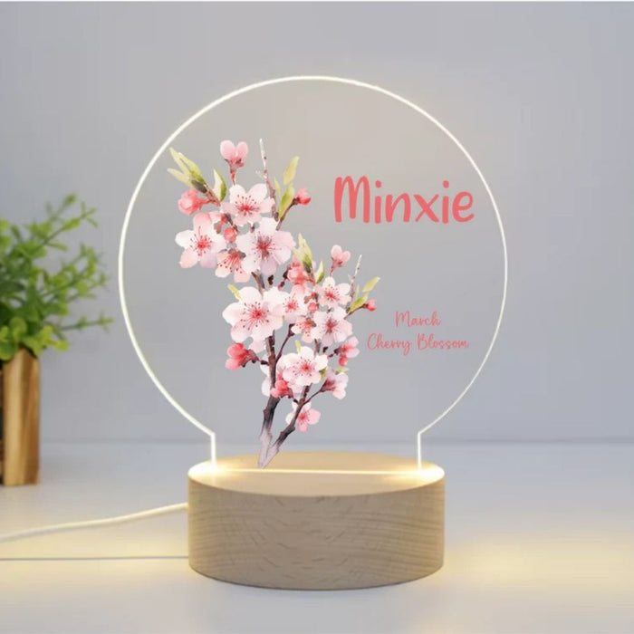 Personalised Birth Month Flower LED Night Light