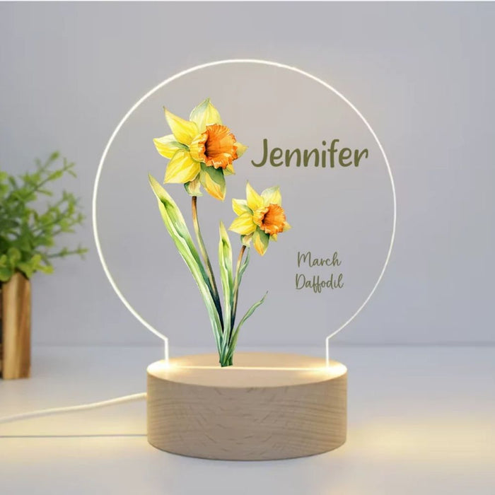 Personalised Birth Month Flower LED Night Light