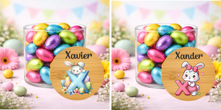 Personalised Easter Treat Jar with Pink or Blue Initial – Easter Chocolate Gift for Kids