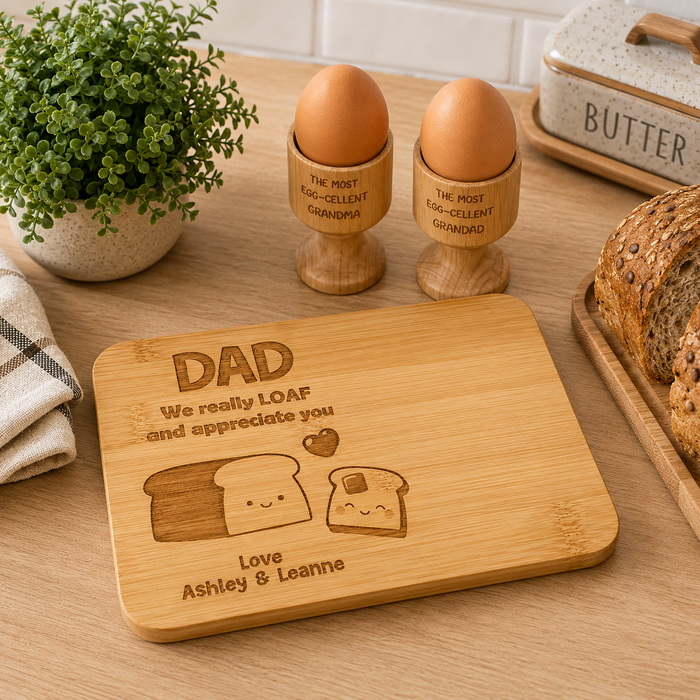 Personalised Breakfast Set | Egg Cups & Small Chopping Board