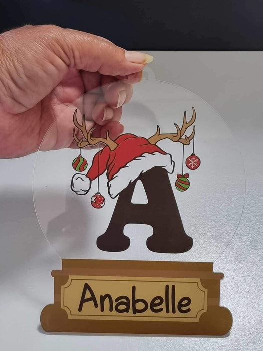 Personalized Perspex Christmas snow globes, Grinch, Sisters, Initial, Santa and Reindeer