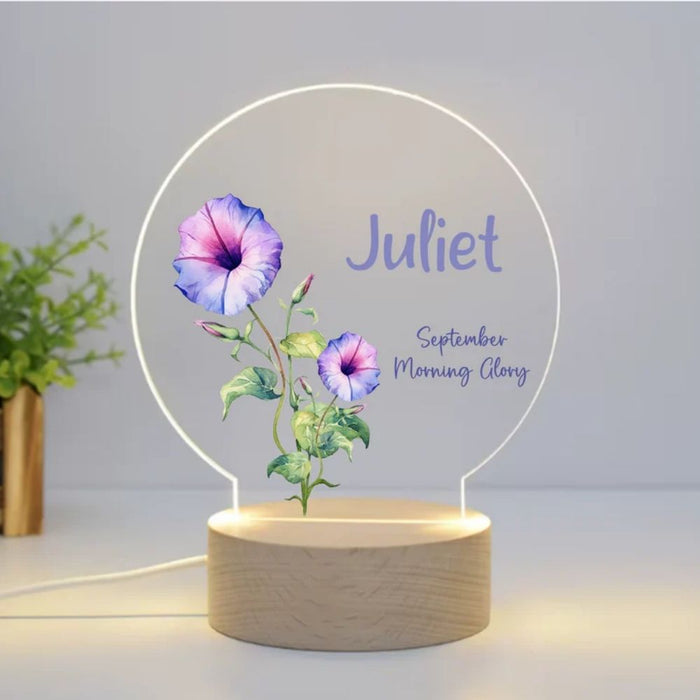Personalised Birth Month Flower LED Night Light