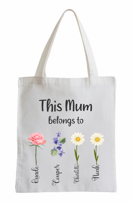 Calico Tote bag Birth flowers