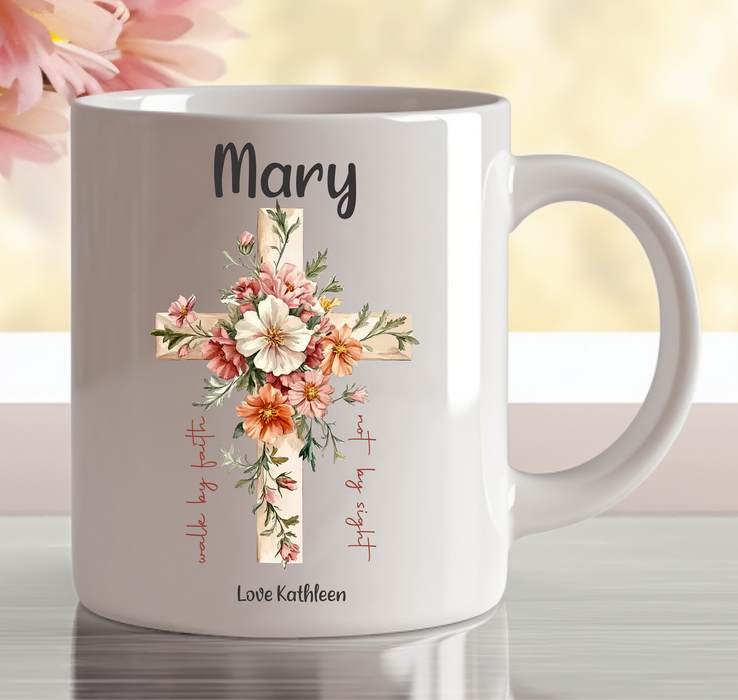 Personalised Floral Faith Mugs | Christian Gifts Made in Australia