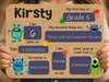 A personalized children's birthday milestone sign held by a person's hands. 