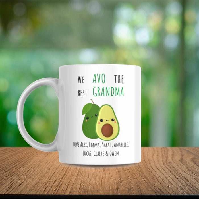 Personalised mug for Mum and Nan featuring custom name and avocado design made in Australia