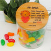 Personalised teacher appreciation lolly jar featuring a lion design and custom teacher name, handmade in Australia.